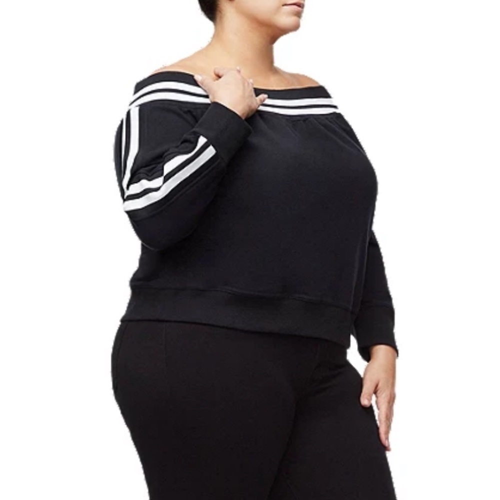 NWT Good American Off Shoulder Sweatshirt Lounge Sporty - Picture 7 of 10